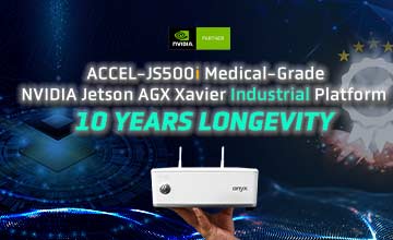 Onyx Healthcare stellt den ACCEL-JS500i medizinischer Box-PC vor, getrieben von der NVIDIA Jetson AGX Xavier Industrial AI-Plattform mit 10 Jahren Longevity-Support  